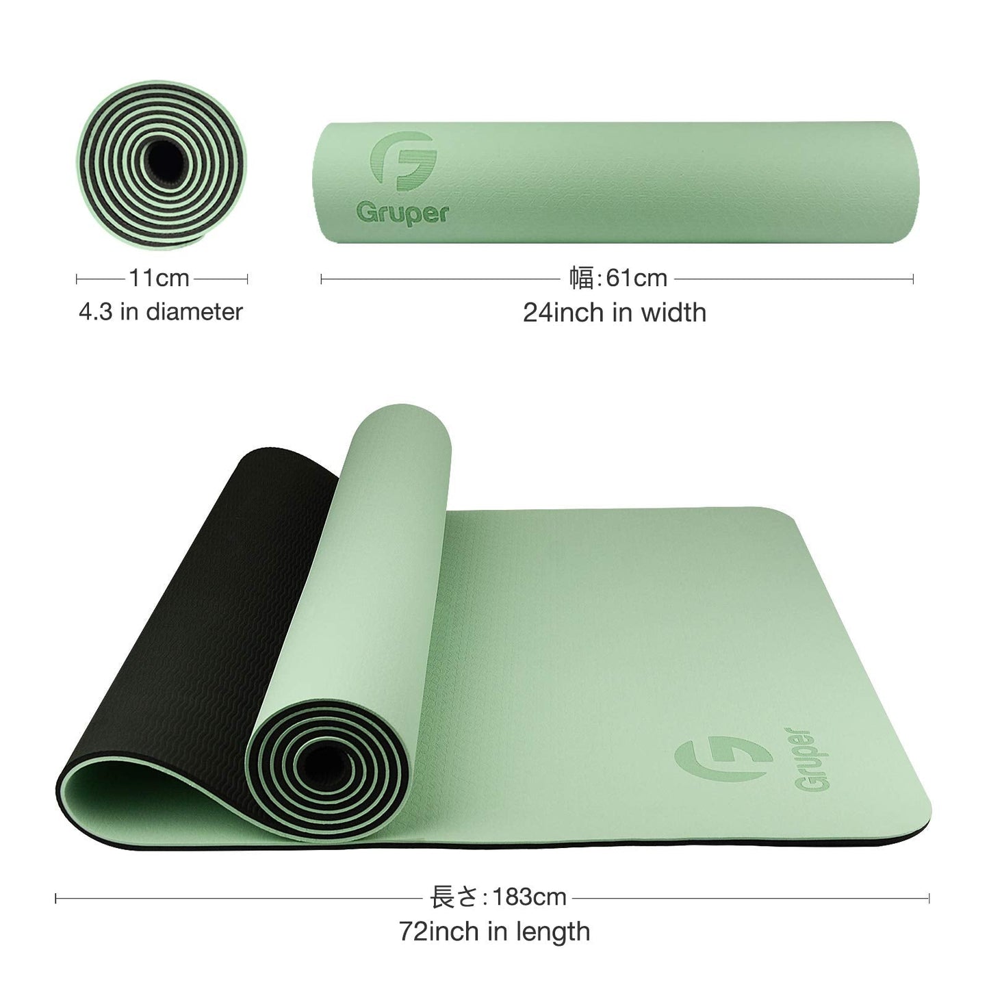Yoga Mat Non Slip, Eco Friendly Fitness Exercise Mat with Carrying Strap,Pro Yoga Mats for Women,Workout Mats for Home, Pilates and Floor Exercises