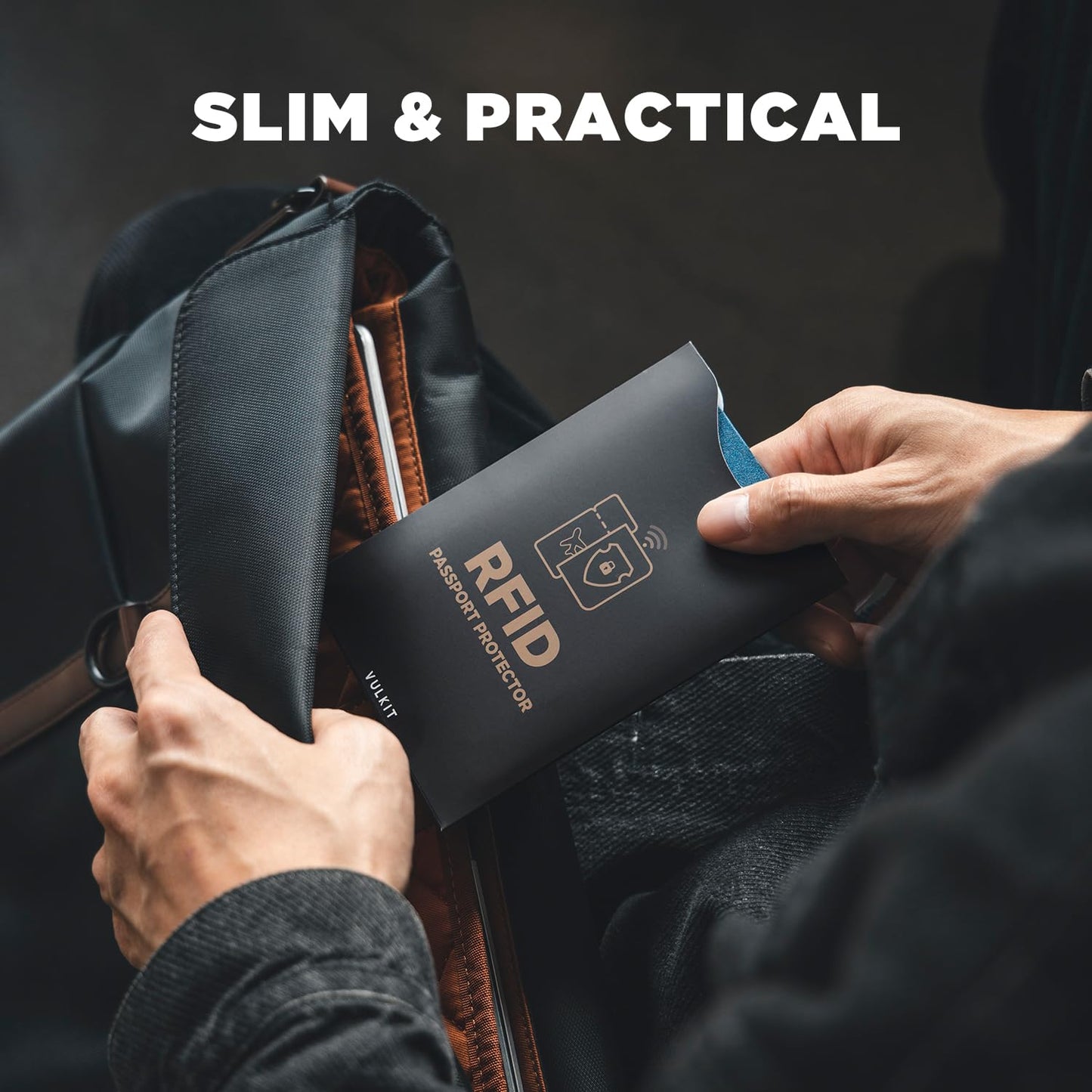 VULKIT RFID Blocking Sleeves 4 Passport Holders, Anti-Theft RFID Blocker Sets Travel Essentials Fits Bags & Purses