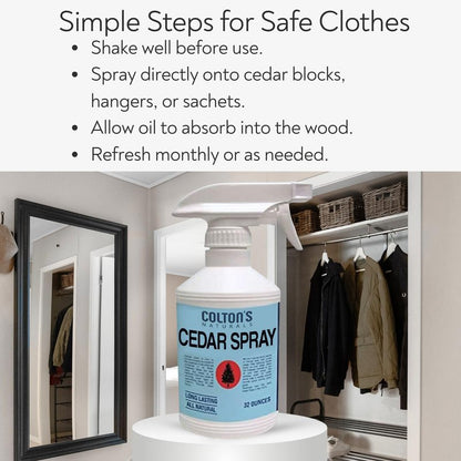 Colton's Naturals Cedar Spray w/Lavender Extract – Non-Chemical Wood Protection – Cedar Wood Scent – Restores Scent Closets & Drawers (32 oz)