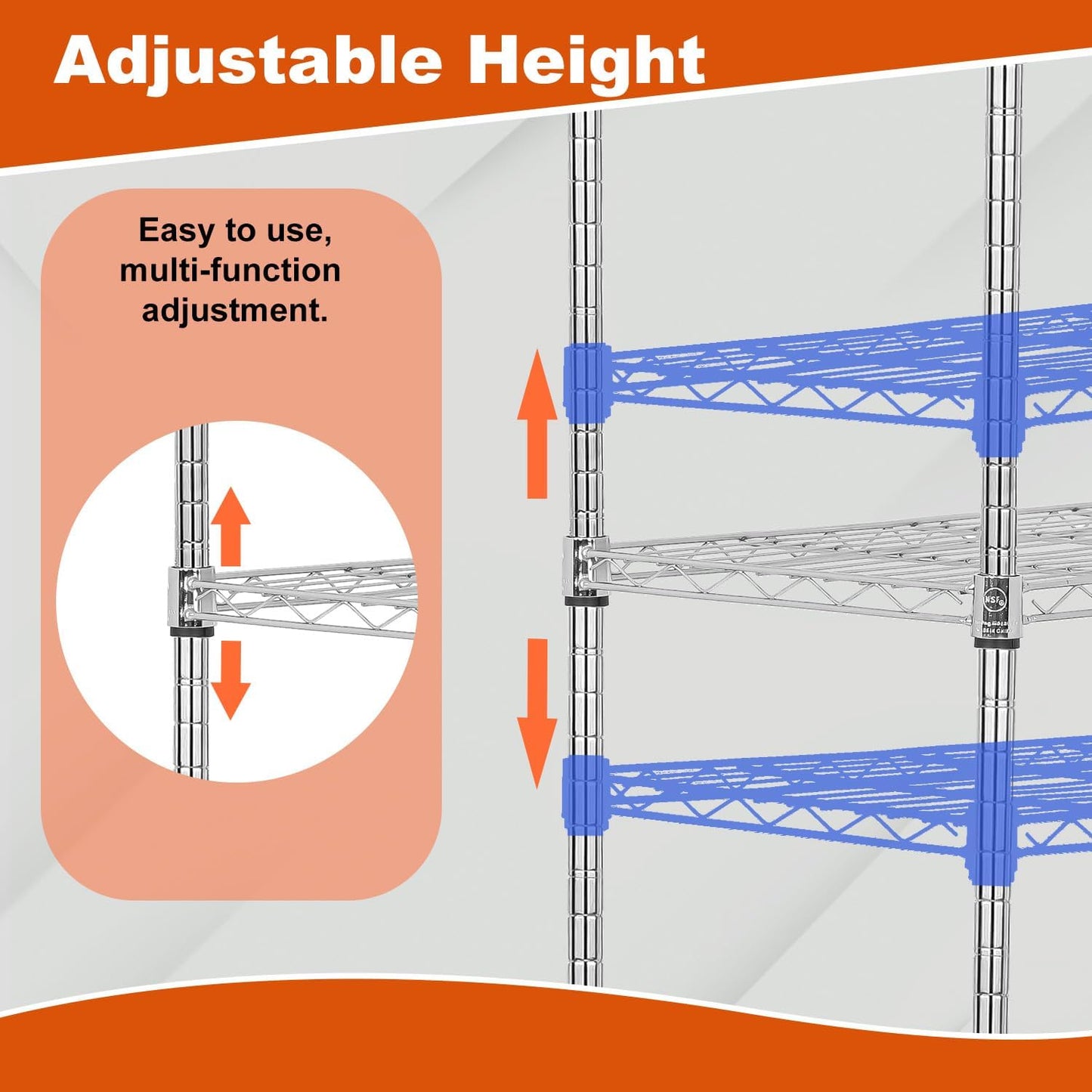 3-Tier 23"x13"x31" 170 lbs PayLessHere | Wire Shelf with Wheels | | Chrome | Adjustable Racks | Heavy-Duty Storage