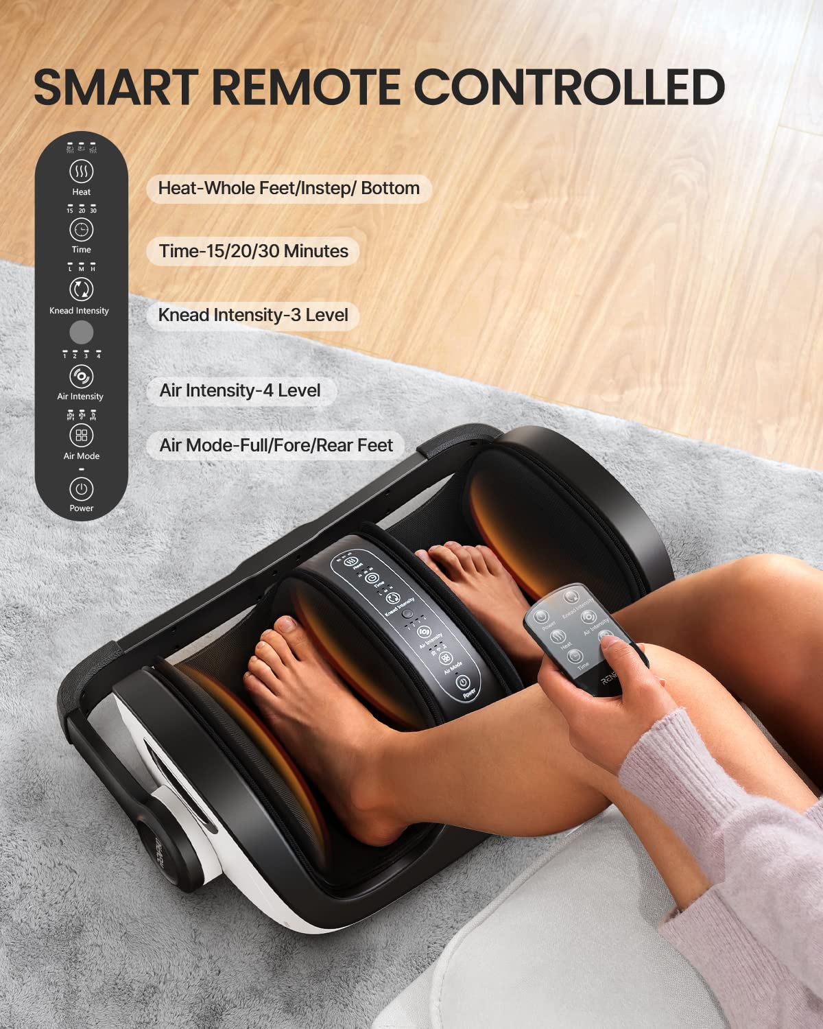 RENPHO Shiatsu Foot Massager with Heat, Foot and Calf Massager Focus on Feet Health, Deep Kneading Massage for Plantar Fasciitis Relief, Fits Size up to 14, Birthday Dad Men
