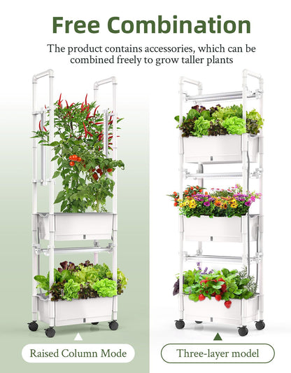 Hydroponics Growing System,AOONEG 42Pods Indoor Herb Garden with LED Grow Light,Hydroponics Growing System Kit with Automatic Timer,Pump System,Adjustable Height (No Seed,Glossy White, 3Layer-42Pods)