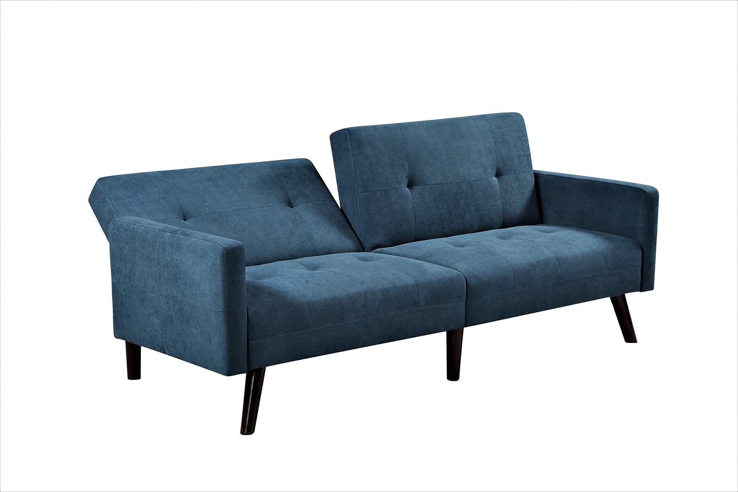 Container Furniture Direct Hasan Fabric Upholstered Living Room Tufted Sleeper Sofa, 79", Blue
