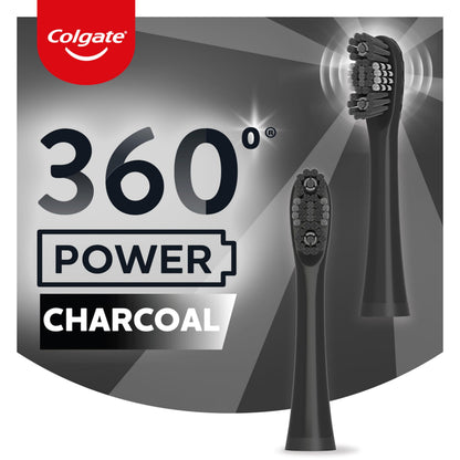 Colgate 360 Vibrate Charcoal Battery Operated Toothbrush Pack, Soft with 1 AAA Battery Included, Black, 2 Count