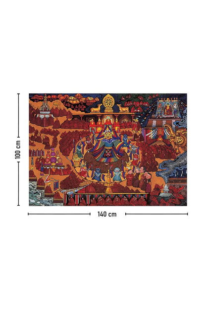 Wall Tapestry Bohemian Ethnic Tibetan Thangka Mandala Design 100% Cotton 70x100 Inches - Burgundy, 55x79 inch