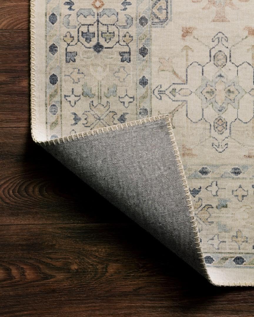 Loloi Hathaway Collection HTH-04 Runner Rug, Beige/Multi, 2'-6" x 7'-6", .25" Thick, Soft, Durable, Modern, Low Pile