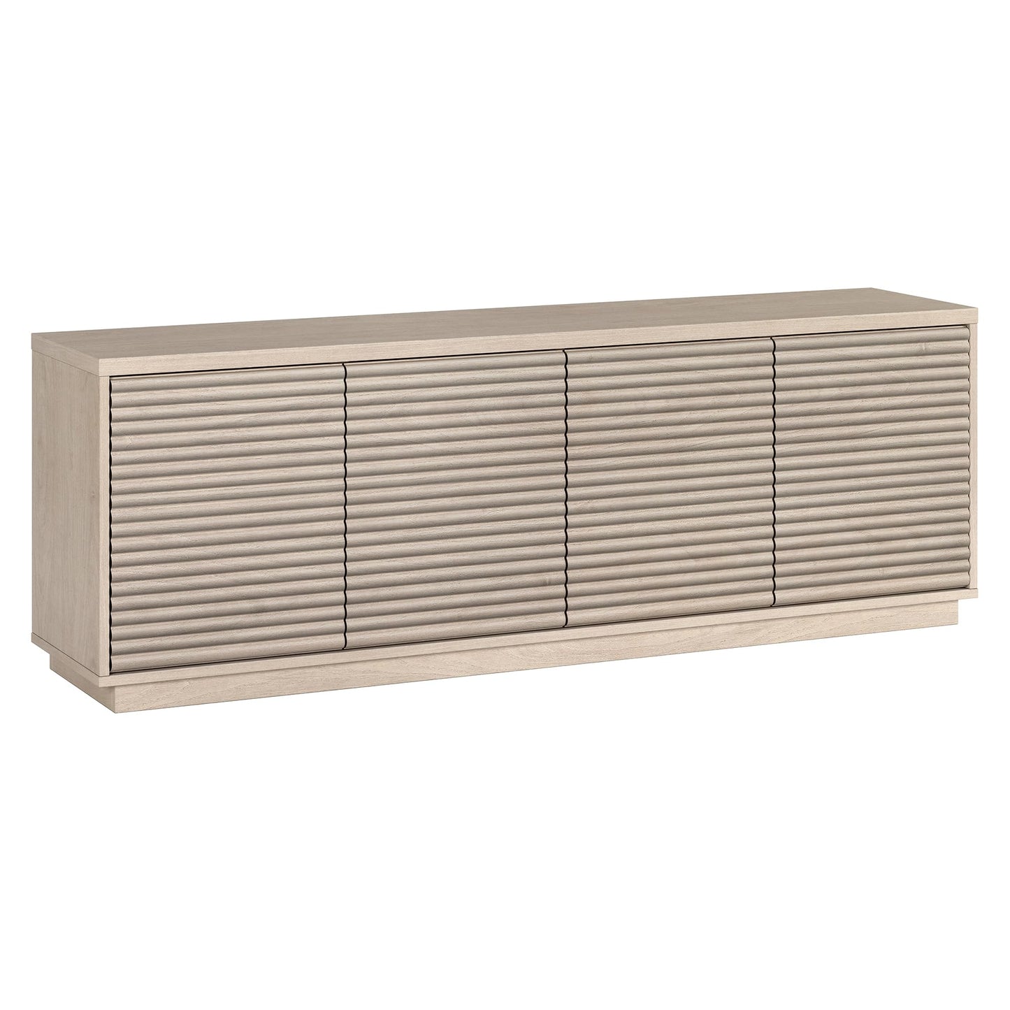 Henn&Hart Fluted TV Stand for TVs up to 78" with 2 Ribbed Storage Cabinets and Adjustable Shelves for Living Room, Family Room, or Office, Beech White