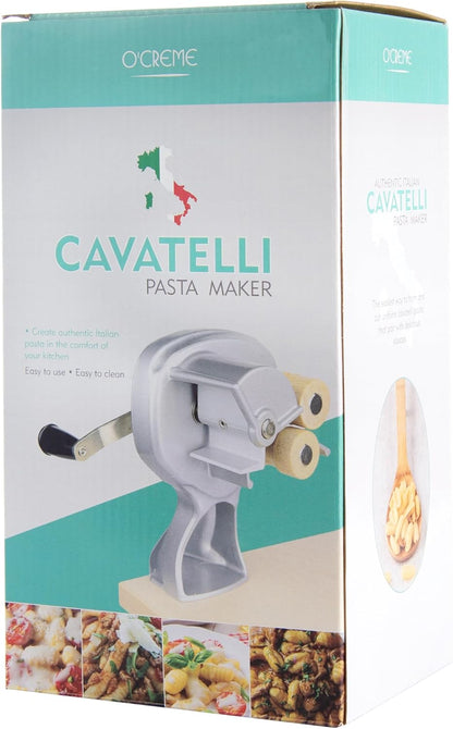 O'Creme Cavatelli Pasta Maker Original Italian Pasta Roller Pasta Maker Machine Non-Stick Coating Wooden Rollers