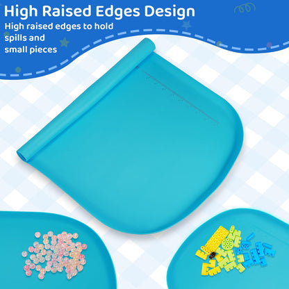 Silicone Art Mats for Kids 24” x 16”, Silicone Craft Mats with Raised Edges, Paint Mats for DIY, Paint, Crafts, Clay, Jewelry-Making (Green)