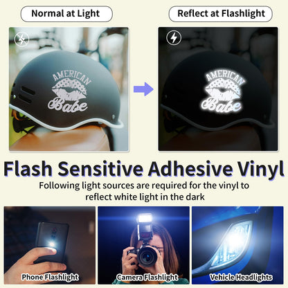 VINYL FROG Reflective Silver Adhesive Vinyl 12 inches x 6 FT Roll, Flashlight Sensitive Craft Vinyl for Decals, Cars, Bikes, Motorcycles, Helmets, Mailbox, Reflective Tape Roll