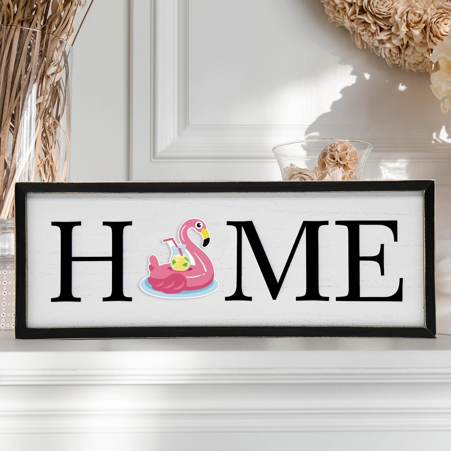 nuvagiki Interchangeable Seasonal Home Sign with 12 Icons, Farmhouse Wooden Table Decor, Rustic Tiered Tray Decorations for Holidays, Spring Summer Fall Christmas Home Decor