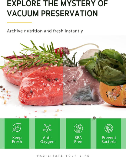 Syntus Vacuum Sealer Bags - Commercial Grade Food Storage | 2 Pack: 11" x 20' & 8" x 20' Rolls