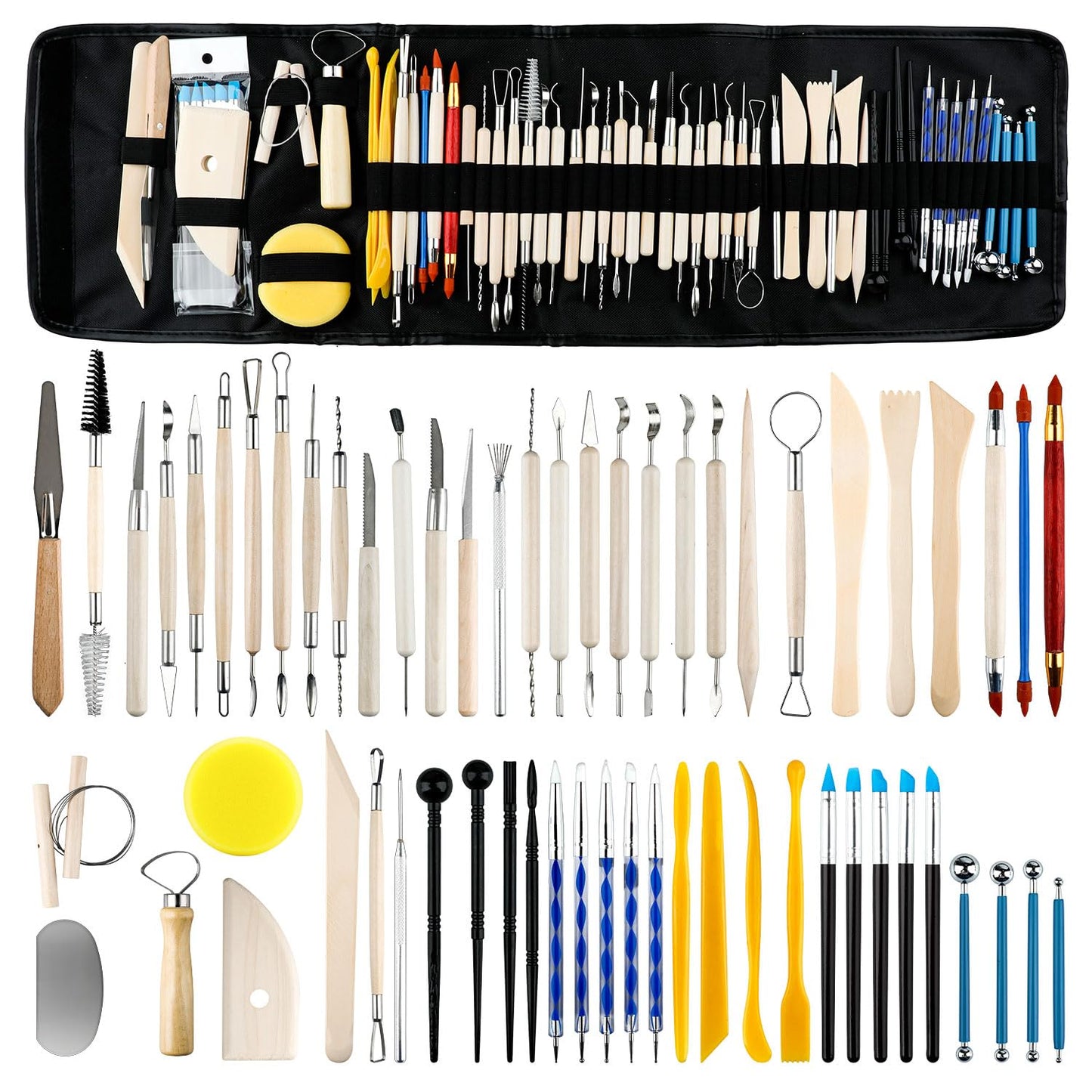 60 PCS Clay Tools Kit Pottery Sculpting Tools Set for Sculpting Modeling Trimming Molding Shaping, Polymer Clay Tools Kit for Adults Students Beginners Pros