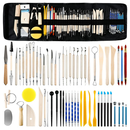 60 PCS Clay Tools Kit Pottery Sculpting Tools Set for Sculpting Modeling Trimming Molding Shaping, Polymer Clay Tools Kit for Adults Students Beginners Pros