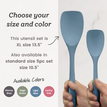 Starpack Like a Boss XL Silicone Cooking Utensils Set (6-Piece, 13.5") - LFGB Certified, 600°F Heat Resistant, BPA-Free - Heavy-Duty Steel Core, Dishwasher Safe - for Nonstick Cookware, Light Blue