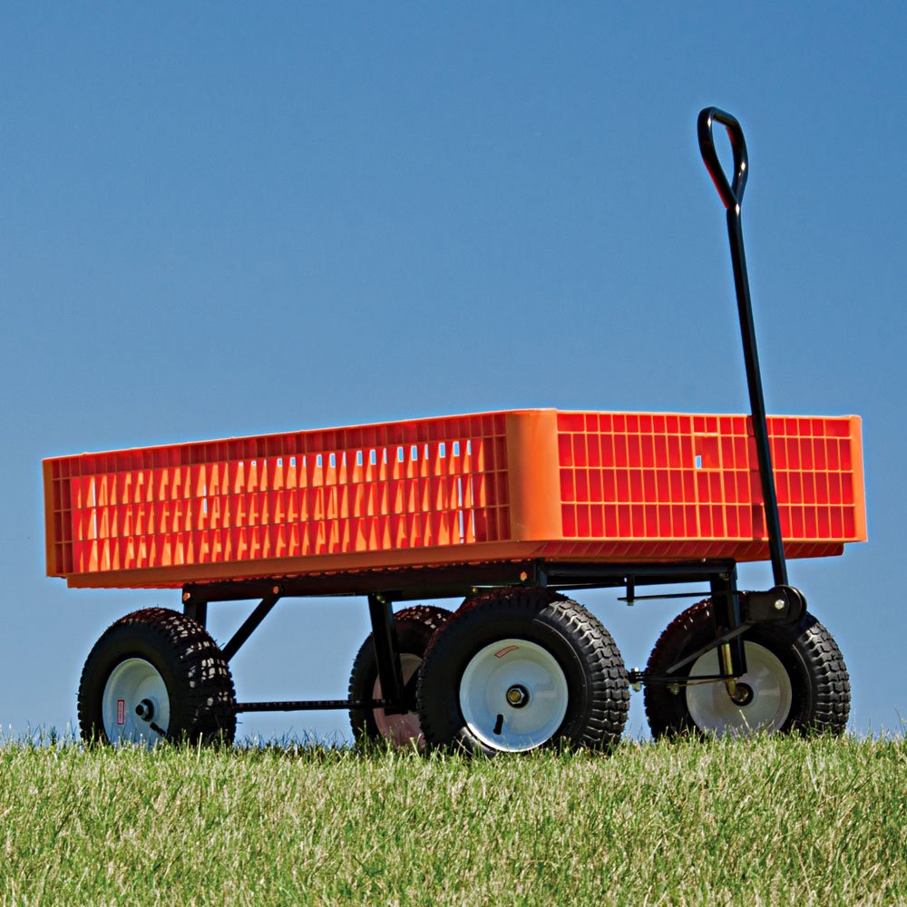 A.M. Leonard Orange Utility Wagon with Flat-Free Tires - 30 x 46 x 7.5 Inch Tray