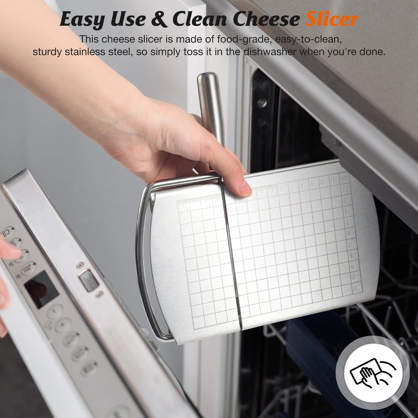DGLOZE Cheese Slicer Cutter, Stainless Steel Cheese Cutter Board with Blade for Block Cheese, Vegetables, Butter, Sausages, Bread