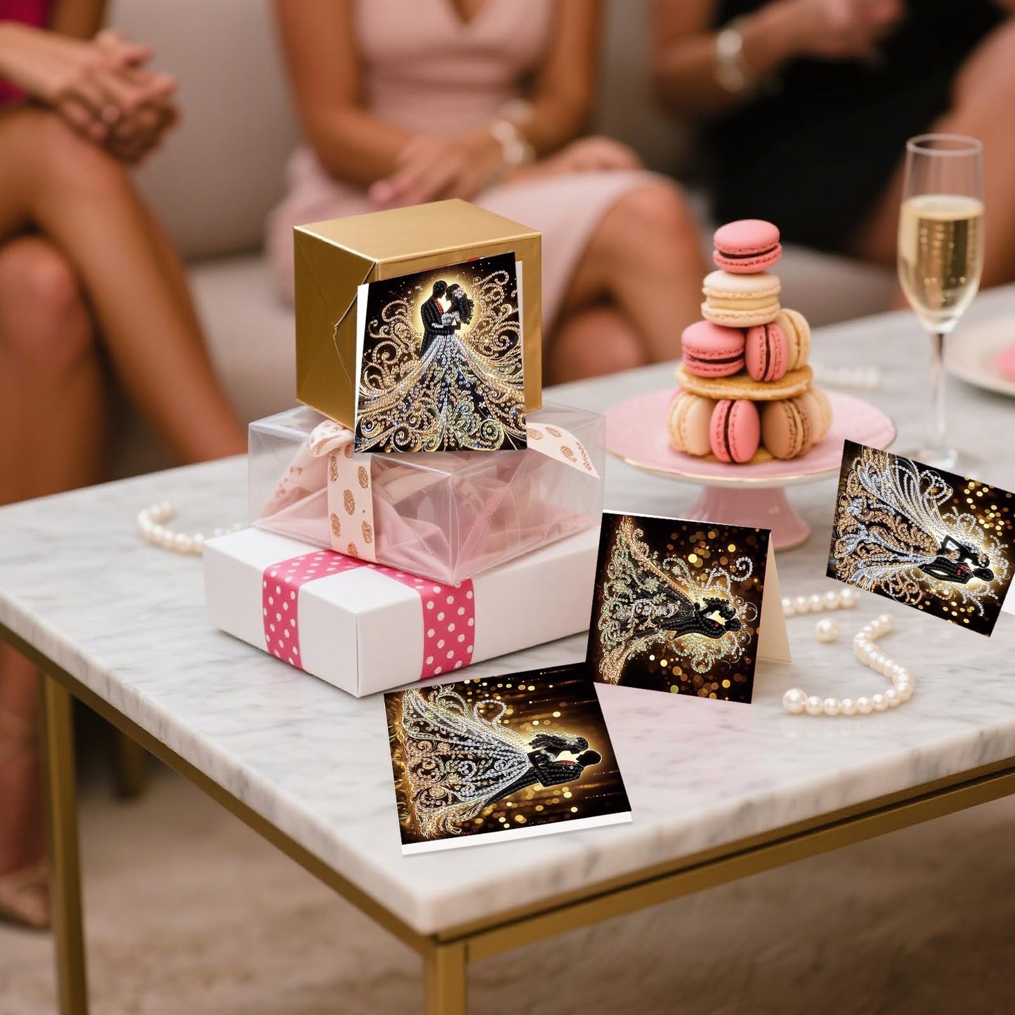 JZHYOAN 6 Packs Diamond Painting Greeting Cards with Envelopes DIY 5D Diamond Art Card Kit Handmade Rhinestone Cards Art and Crafts for Wedding Wish and Celebration Romantic Wedding Couples