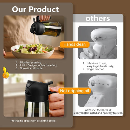 Sweet View Olive Oil Sprayer - 16oz Glass Light-Proof Oil Pourer for Cooking & BBQ