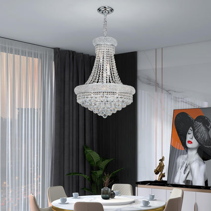 Gifarich Crystal Chandeliers for Dining Room Light Fixture,Empire Style K9 Crystal Chandeliers for Entryway,12 Lights Chrome Luxury Lighting Fixtures for Living Room Stairway Bedroom Foyer D22 Inch