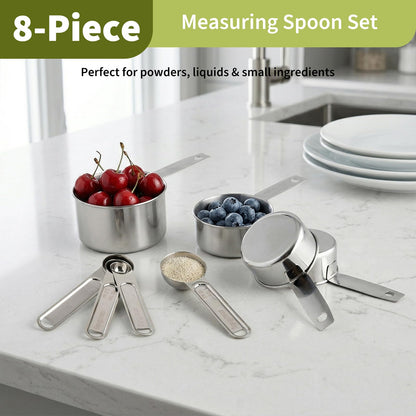 Measuring Tools and Scales, 8 PCS Measuring Cups and Spoons Set, Kitchen Food Scale with Tare Function, Digital Grams and Ounces, Retractable Dual Sided Tape Measure, Ideal for Baking and Cooking