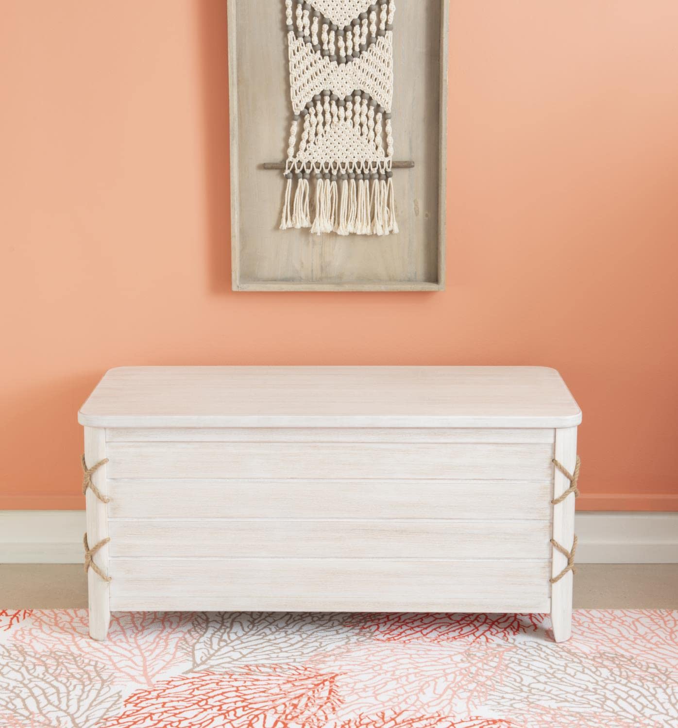 Linon Brosnan Rope Cedar Chest White
