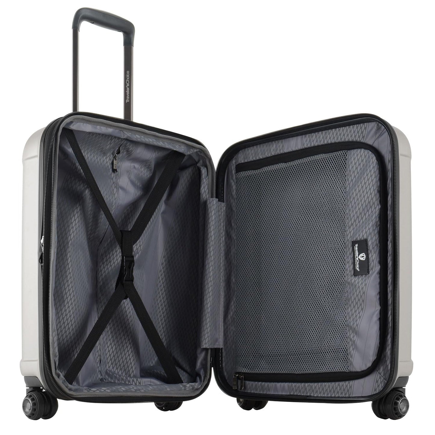 Traveler's Choice Art of Travel Hardside Expandable Luggage with Spinner Wheels, Silver