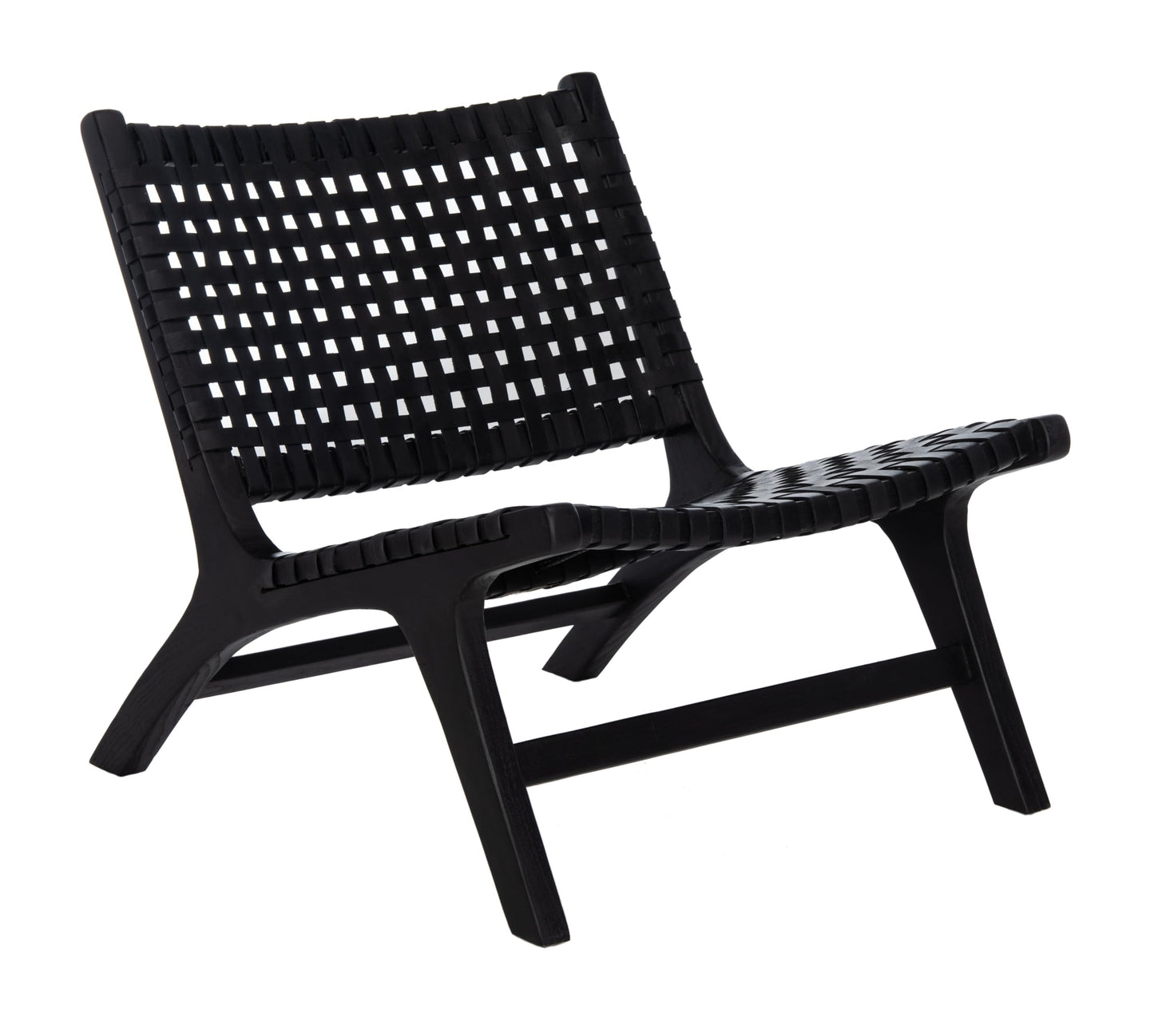 Safavieh Home Luna Black and Black Leather Woven Accent Chair