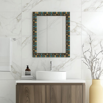 HOMETITUTE Wallpaper Border Peel and Stick Retro Mosaic Tile Wall Trim Paper Wall Decor Self Adhesive Border for Walls Mirror Frame Accent Strip for Bathroom Kitchen Living Room 4x196 Inch