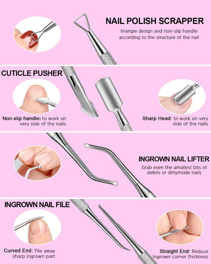 MORGLES Nail File and Buffer Blocks with Nail Care Kit, 13 Pcs Manicure Kit for Women with Milk and Honey Cuticle Oil and Cuticle Trimmer Set