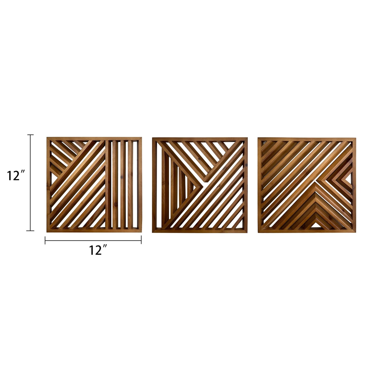 Musanpou Wooden Geometric Home Wall Decor Slatted Wood Design Wall Sculpture，Set of 3 Wood Wall Art decorate，Boho Bathroom Bedroom Living Room rustic Home Decoration