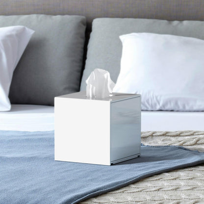FEMELI Tissue Box Cover,Square Acrylic Tissues Paper Holder for Bathroom Bedroom Office,White