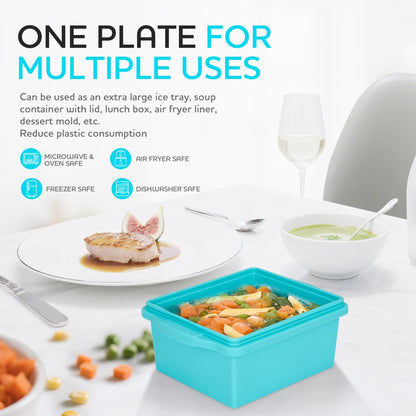 Xomoo 2 Cup Silicone Freezer Trays with Lids, Silicone Soup Freezer Molds - Leakproof, BPA-Free, Stackable, Microwave & Dishwasher Safe, Perfect for Soups, Sauces, Meal Prep, and Baked Goods - 4 Pack