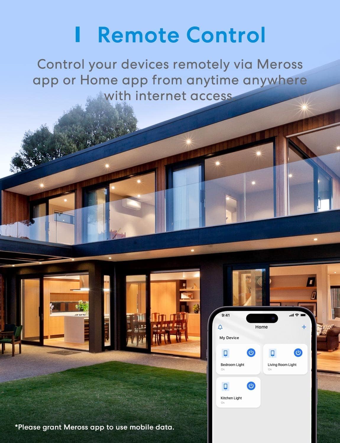meross 3 Way Smart Dimmer Switch Kit, 3 Way Dimmable Smart Switch Supports Apple Home, Alexa, Google Assistant & SmartThings, 2.4GHz Wi-Fi Light Switch, Neutral Wire Required, Remote Control Schedule