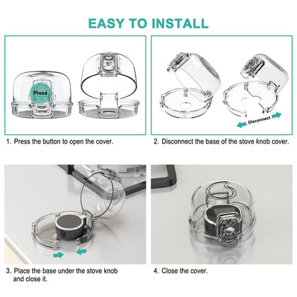 Mom's Choice Gold Awards Winner - Stove Knob Covers for Child Safety (5 + 1 Pack) Double-Key Design and Upgraded Universal Size Gas Knob Covers Clear View Childproof Oven Knob Covers for Kids and Pets