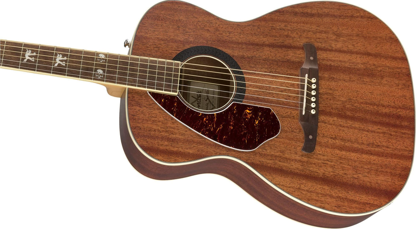 Fender Tim Armstrong Hellcat Concert Acoustic-Electric Guitar - Left-Handed Natural Bundle with Strings, Strap, Picks, and Austin Bazaar Instructional DVD