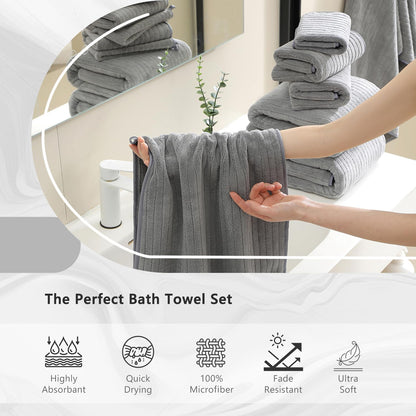 18 Set,Ultra Set Loops-6 Towels,6 Towels,6 Set Piece Bath Towels Soft Family Bathroom Towel with Hanging Bath Hand