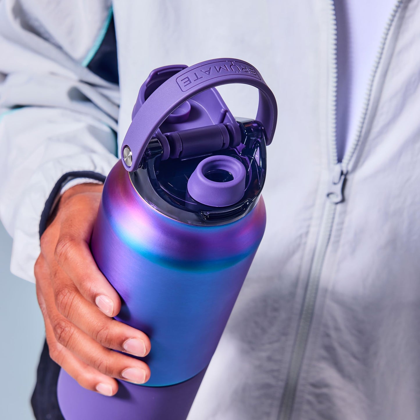 BrüMate Rise 25oz Water Bottle With 100% Leakproof Covered Silicone Straw | Insulated Stainless Steel Water Bottle | Cup-Holder Friendly | Fast Flow | Soft Sip Silicone Spout | BPA-Free (Guava)