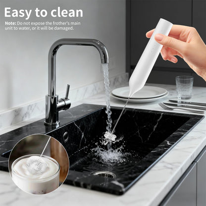 Milk Frother Handheld Rechargeable, Hand Frother with Stand, Drink Mixer Frother Wand Electric Whisk Stirrer for Coffee, Latte, Matcha, Cappuccino, Hot Chocolate, Kitchen Gifts - White