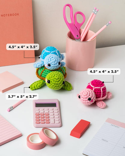 Granny Squirrel Turtle Crochet Kit for Beginners - DIY Amigurumi Animal Craft Kit with Full HD Video Tutorials & Easy No-Split Yarn - Complete Starter Set for Adults & Kids (Ages 13+)