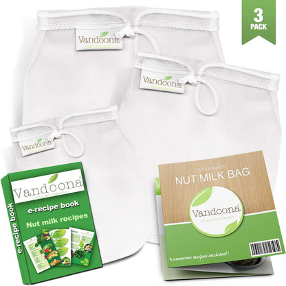 12x12 3 Pack (1 1 1 Nut Milk Bag Large Reusable Premium Mesh Strainer Bag| Cheesecloth Bag for Filtering & Straining