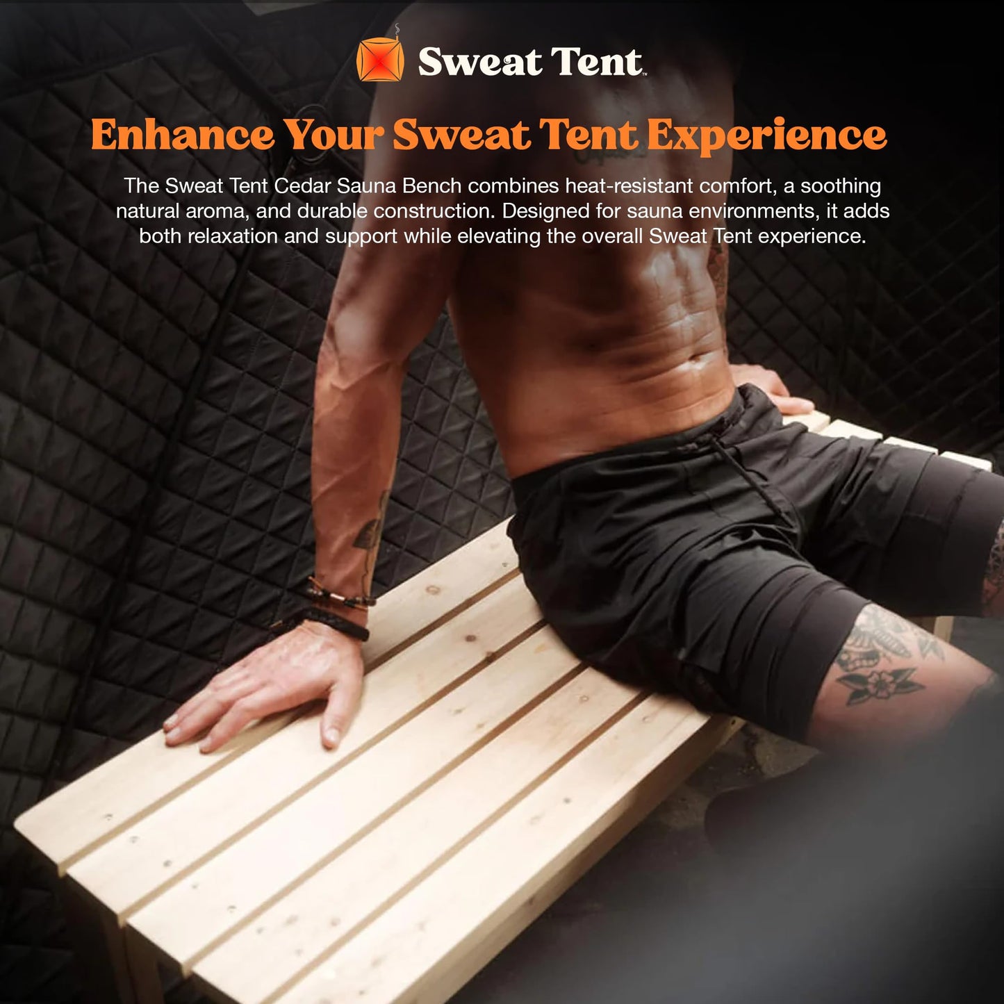SweatTent Cedar Sauna Bench – Handcrafted Natural Cedar, Durable Sauna Seating, Traditional Sauna Accessory, Comfort Upgrade, Fits Sweat Tent