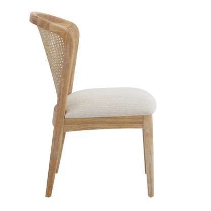 Christopher Knight Home Lilia Dining Chairs Set of 2, Modern Dining Chair with Fabric Upholstery, Rubberwood Frame Kitchen Chairs with Cane Webbing, Extra Seat for Dining Room, Beige + Natural