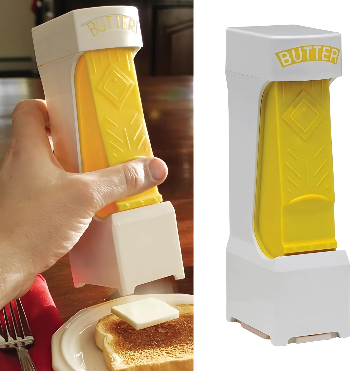Butter Cutte, Simple One Click Stick Butter Cutter - Butter Cheese Cutter - Butter Dispenser to Store Butter for Making Bread, Cakes, Cookies. (Yellow)