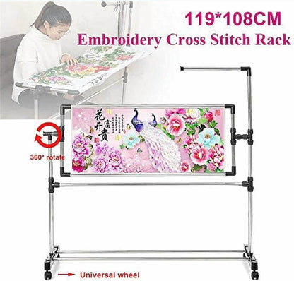 Adjustable Needlework Floor Frame for Cross Stitch and Embroidery, Standing Craft Stand and Lap Table for Sewing and Art, Convenient Holder for Creative Projects~/