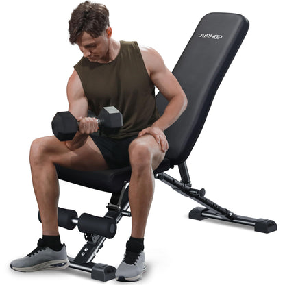 AIRHOP Upgraded Adjustable Weight Bench + AIRHOP Exercise Equipment Mats