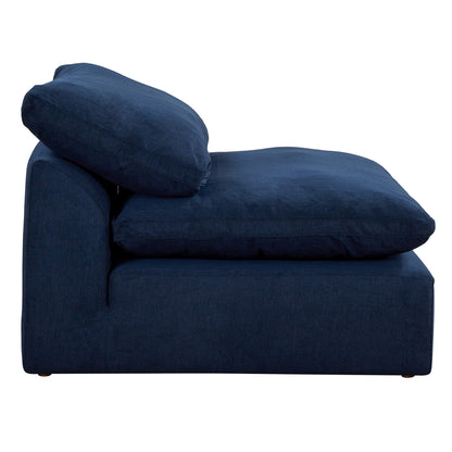 Sunset Trading Contemporary Puff Collection Slipcovered 44" Armless Chair Modular Sofa Sectional | Stain-Proof Water-Resistant Washable Performance Fabric | Deep-Seat Down-Fill Couch | Navy Blue