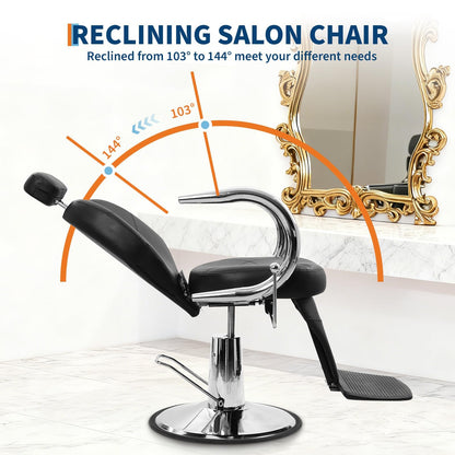 BouPower Salon Styling Chair with Adjustable Headrest & Heavy Duty Hydraulic Pump for Hair Stylist, Beauty Shampoo Barbering Chair, 360° Swivel Reclining Salon Chair for Beauty Spa Shampoo Tattoo