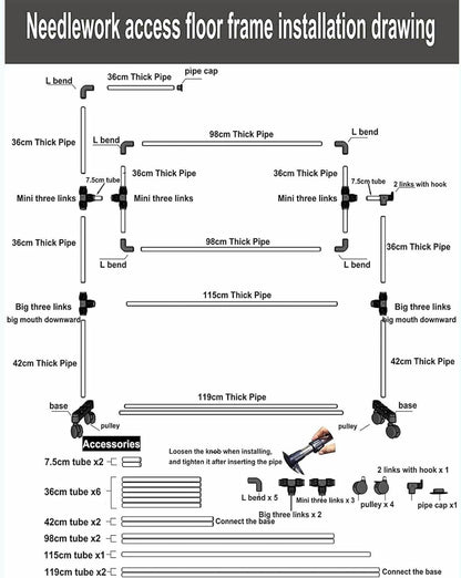 Adjustable Needlework Floor Frame, for Embroidery and Cross Stitch, Standing Craft Stand and Lap Table for Sewing and Art, Convenient Holder for DIY Projects~/