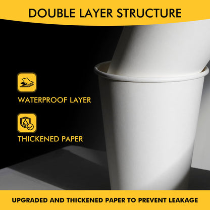 RACETOP [100 pack] Disposable Coffee Cups with Lids 12 oz, Hot Paper Cups with Lids, To Go Cup with Lid